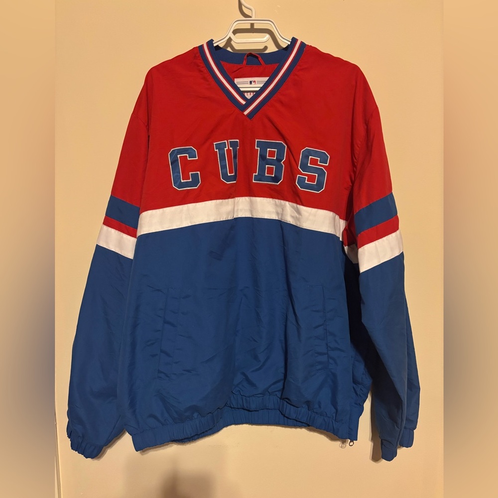 Chicago Cubs Pullover Windbreaker Jacket Sz XL MLB Baseball Red White Blue